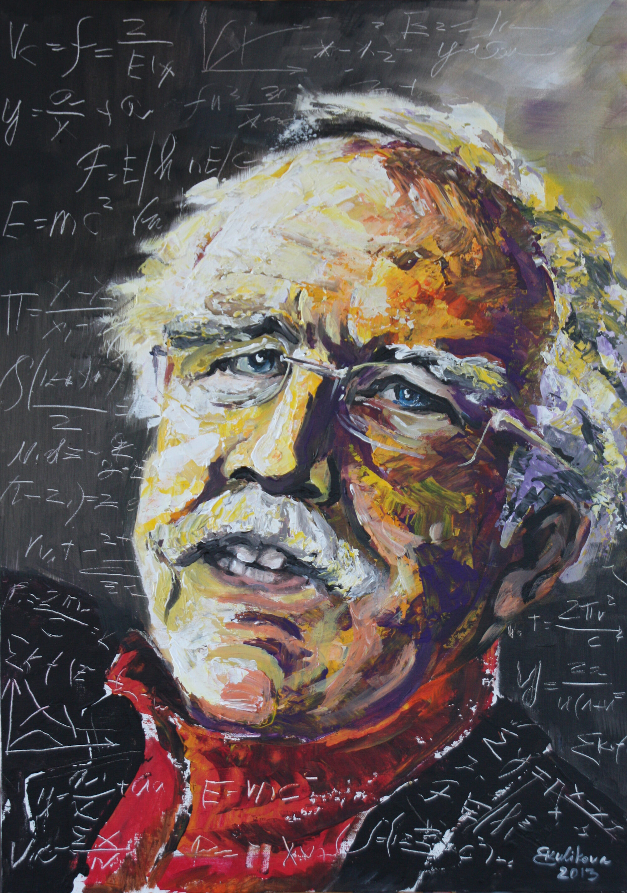 Portrait eines älteren Herrn mit wildem grauem Haar, expressiv gemalt