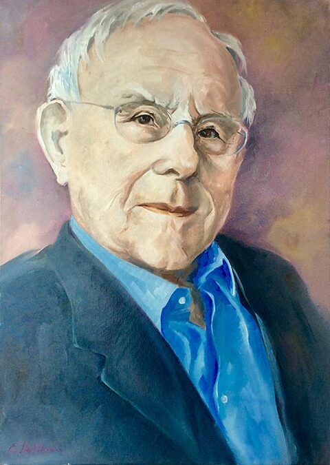 Gemaltes Portrait eines Herrn mit Brille