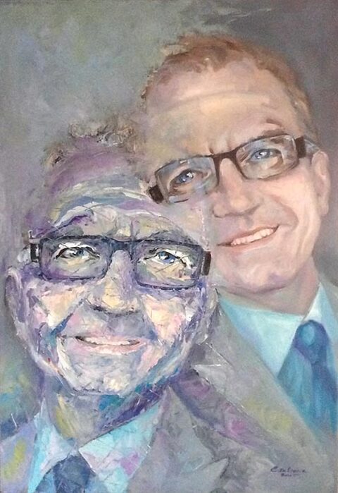 Doppelportrait zweier Männer, gemalt in warmen Tönen